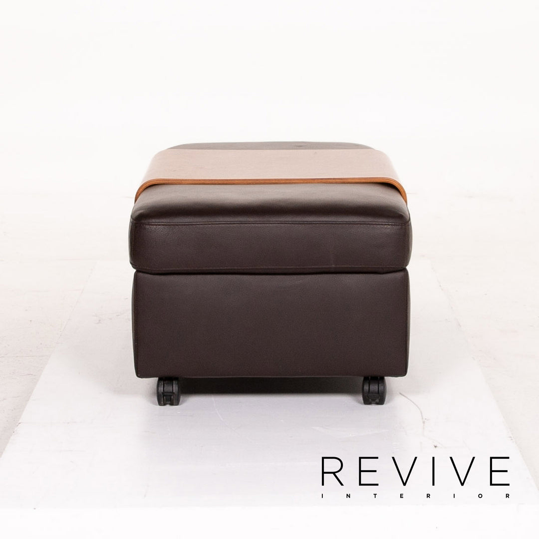 Ensemble fauteuil en cuir Stressless Arion marron marron foncé 1x fauteuil 1x tabouret fonction relaxation fonction #14943