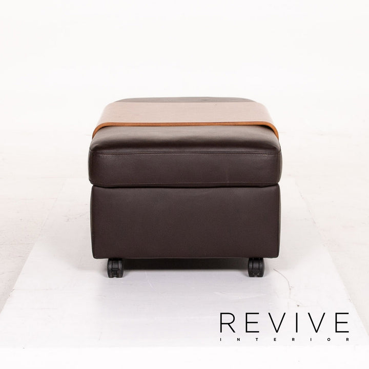 Ensemble fauteuil en cuir Stressless Arion marron marron foncé 1x fauteuil 1x tabouret fonction relaxation fonction #14943