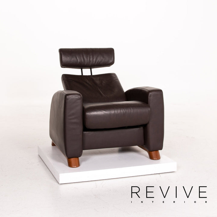 Ensemble fauteuil en cuir Stressless Arion marron marron foncé 1x fauteuil 1x tabouret fonction relaxation fonction #14943