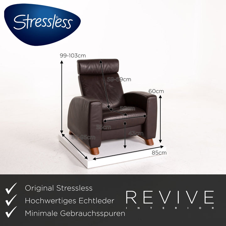 Ensemble fauteuil en cuir Stressless Arion marron marron foncé 1x fauteuil 1x tabouret fonction relaxation fonction #14943