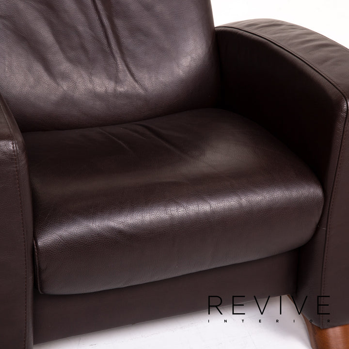 Ensemble fauteuil en cuir Stressless Arion marron marron foncé 1x fauteuil 1x tabouret fonction relaxation fonction #14943