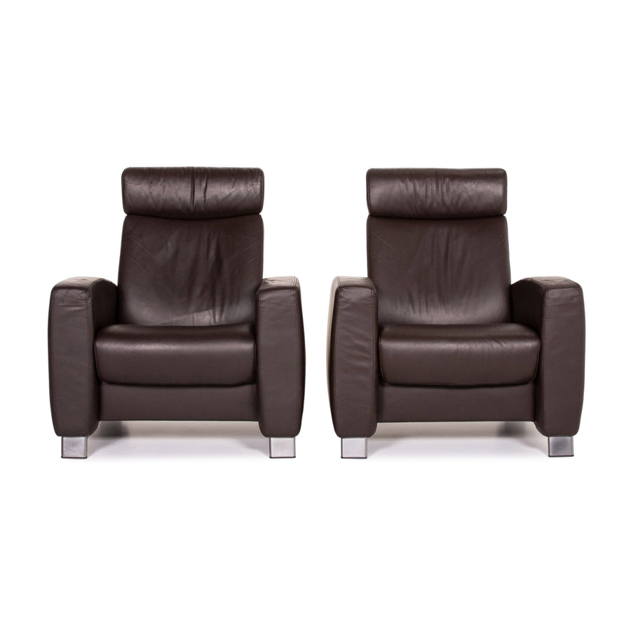 Stressless Arion leather armchair set brown dark brown relax function function 2x armchair #14136