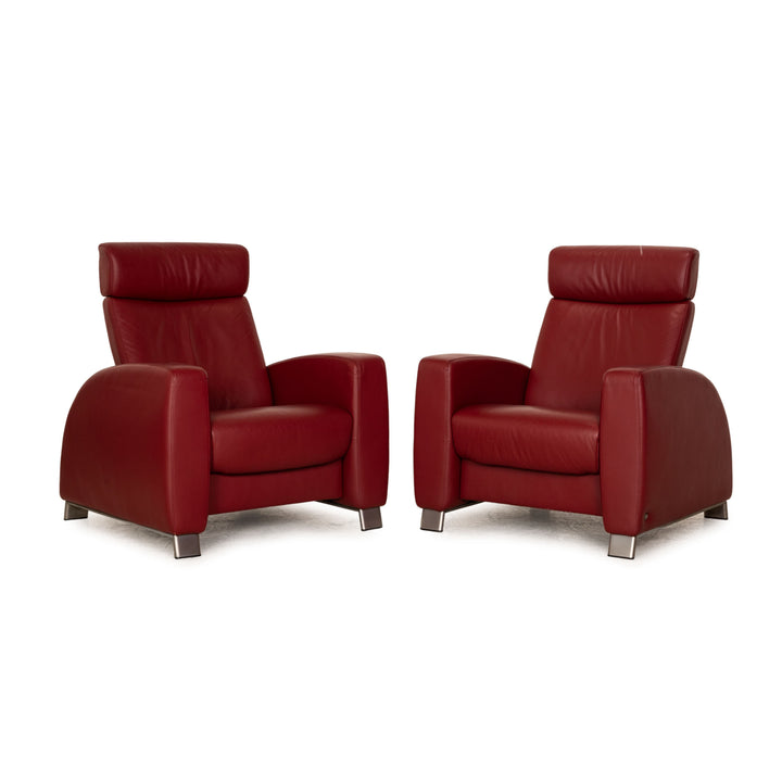 Stressless Arion Leder Sessel Garnitur Rot Relax Funktion