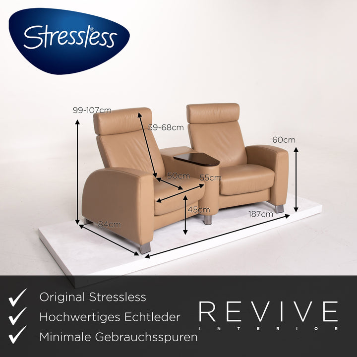 Stressless Arion Leder Sofa Beige Zweisitzer Funktion Heimkino #13902