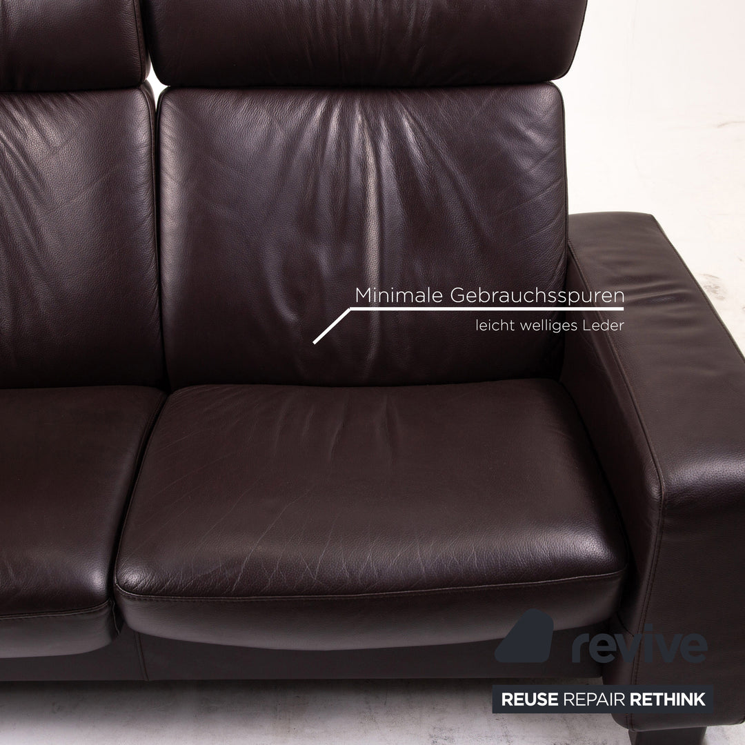 Stressless Arion leather sofa brown dark brown three-seater relax function couch #15456