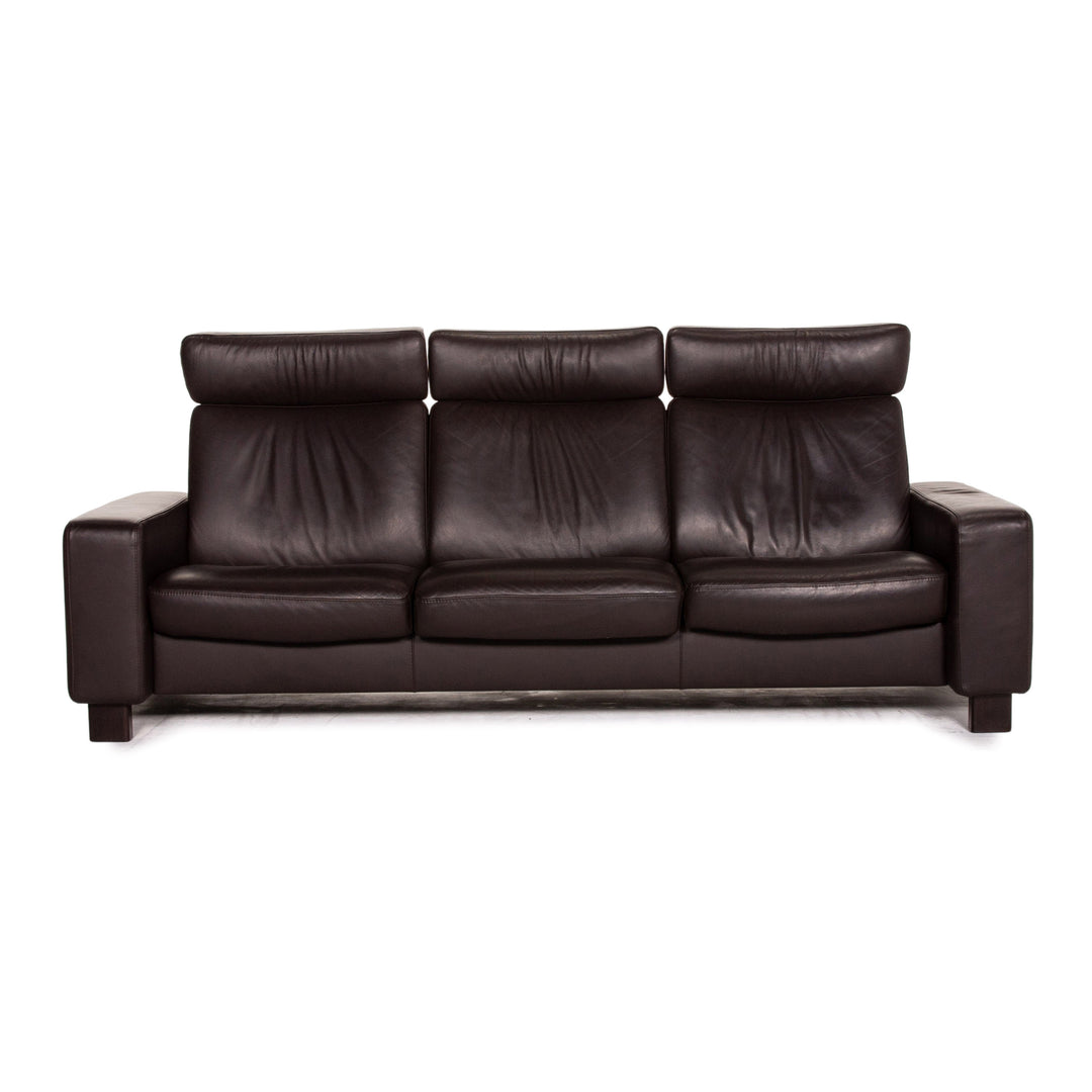 Stressless Arion leather sofa brown dark brown three-seater relax function couch #15456