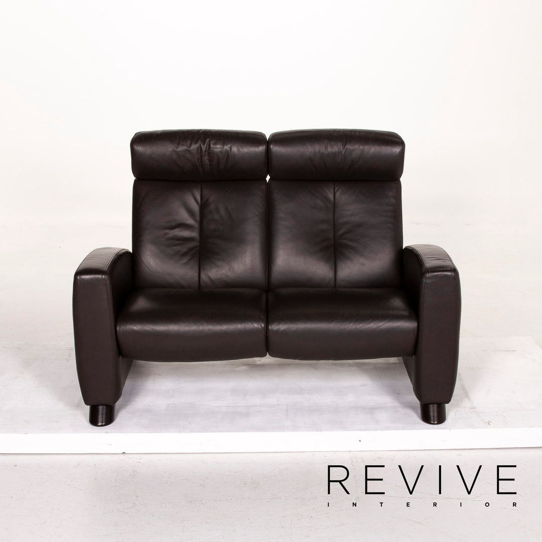 Stressless Arion leather sofa brown dark brown two-seater function relax function couch #14396