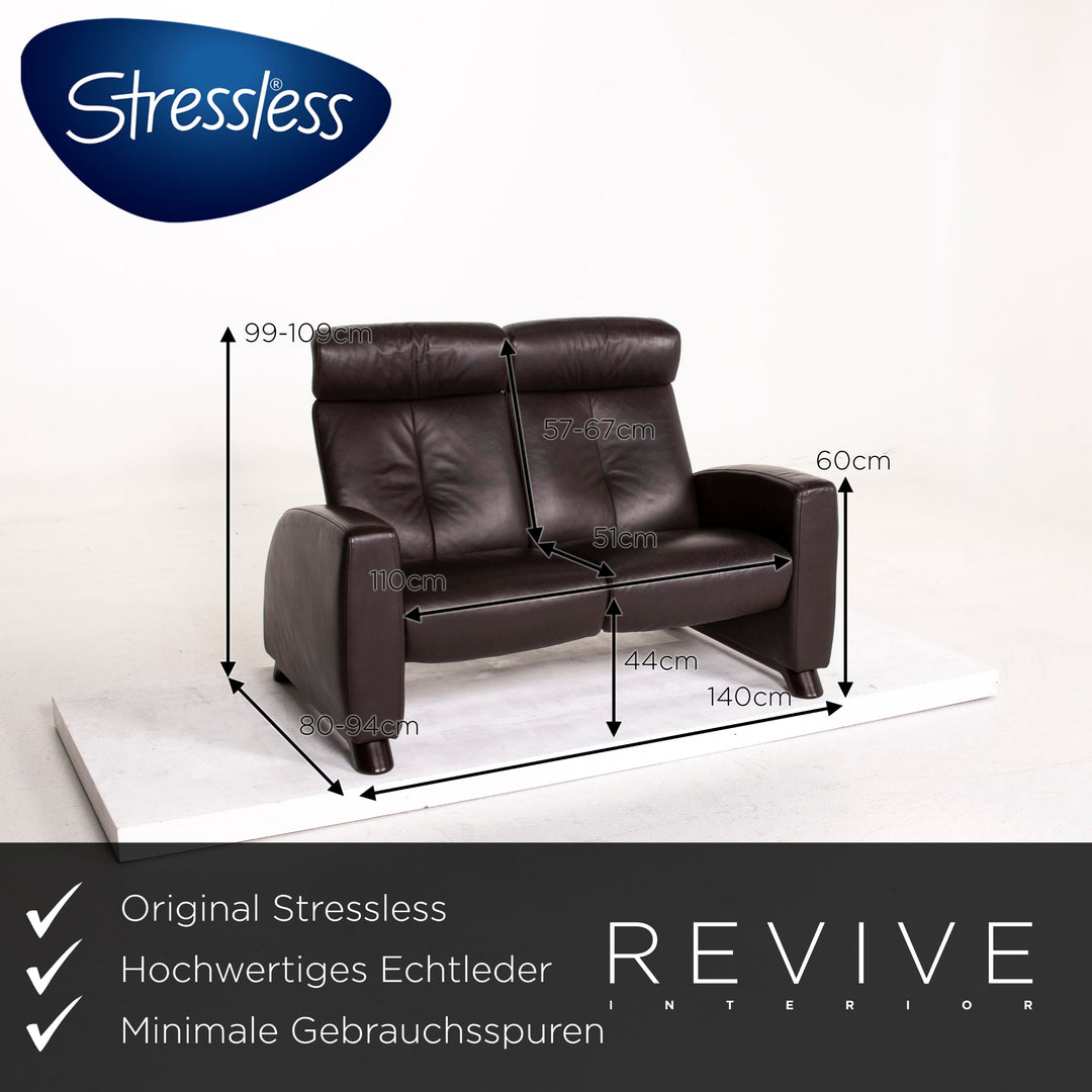 Stressless Arion leather sofa brown dark brown two-seater function relax function couch #14396