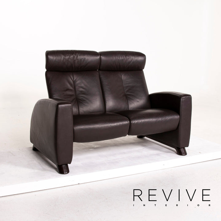 Stressless Arion leather sofa brown dark brown two-seater function relax function couch #14396