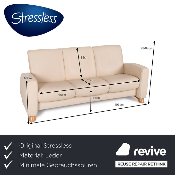 Stressless Arion Leder Sofa Creme Dreisitzer Funktion Relaxfunktion Couch