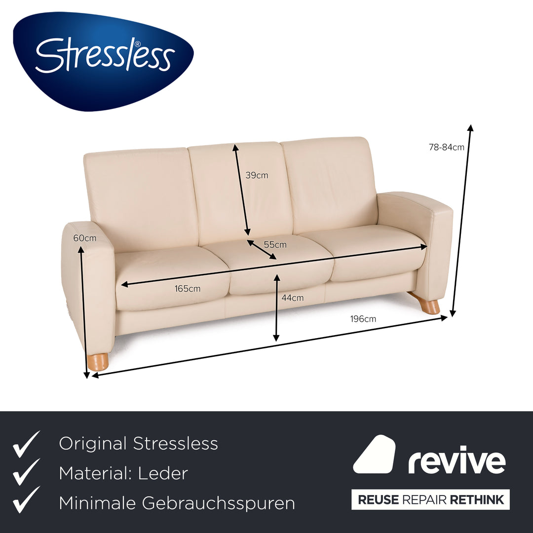 Stressless Arion Leder Sofa Creme Dreisitzer Funktion Relaxfunktion Couch