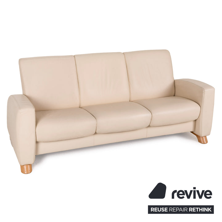 Stressless Arion Leder Sofa Creme Dreisitzer Funktion Relaxfunktion Couch