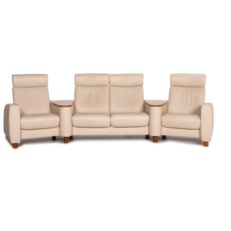 Stressless Arion Leder Sofa Creme Viersitzer Heimkino Relaxfunktion Funktion Couch #14841