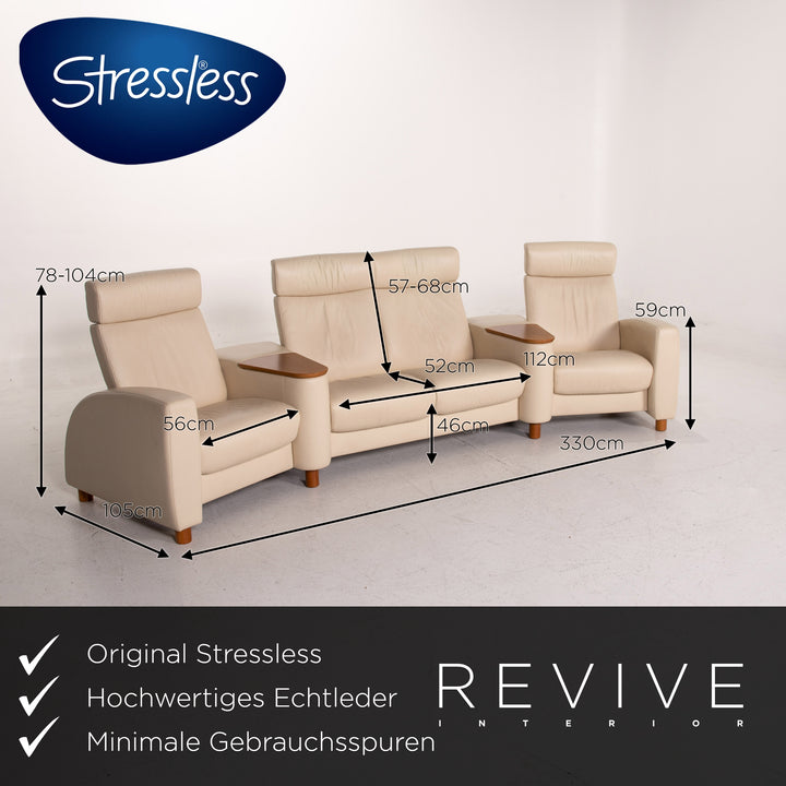 Stressless Arion Leder Sofa Creme Viersitzer Heimkino Relaxfunktion Funktion Couch #14841