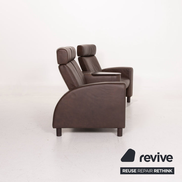 Stressless Arion Leder Sofa Dunkelbraun Dreisitzer Heimkino