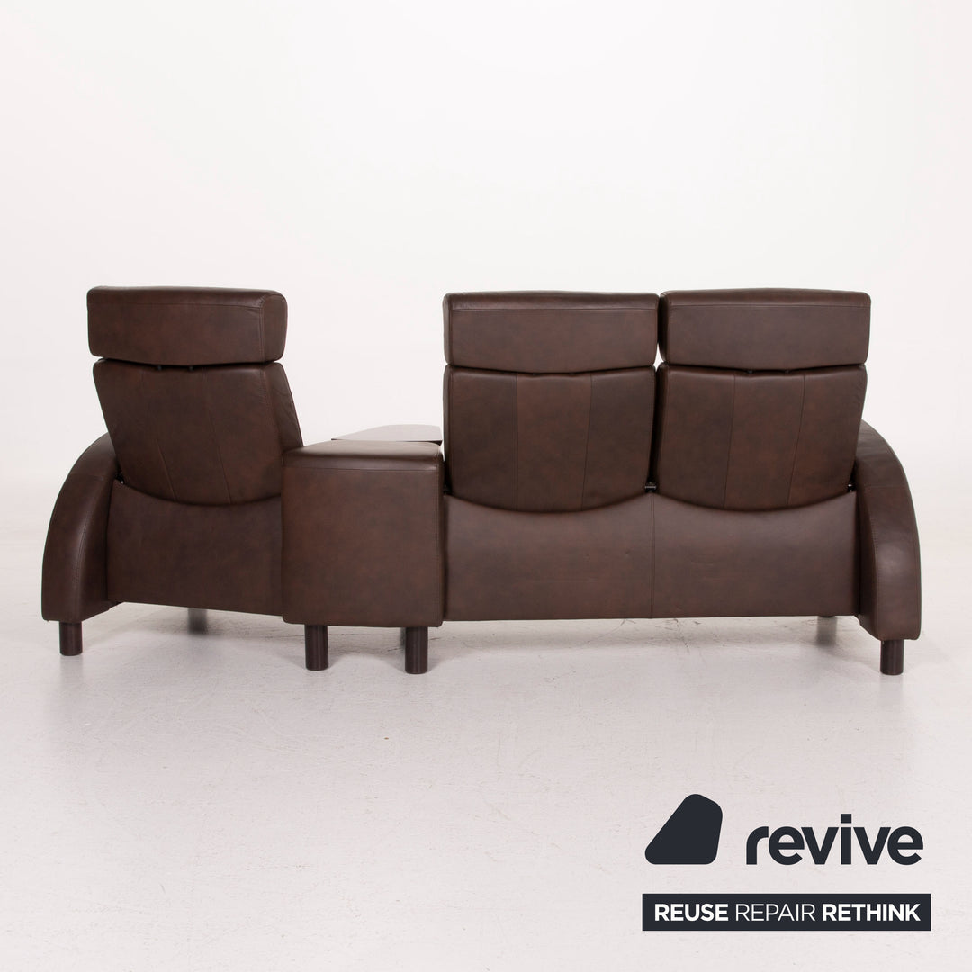 Stressless Arion Leder Sofa Dunkelbraun Dreisitzer Heimkino