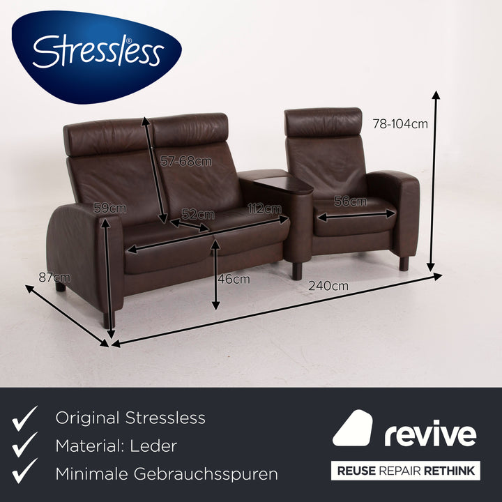 Stressless Arion Leder Sofa Dunkelbraun Dreisitzer Heimkino