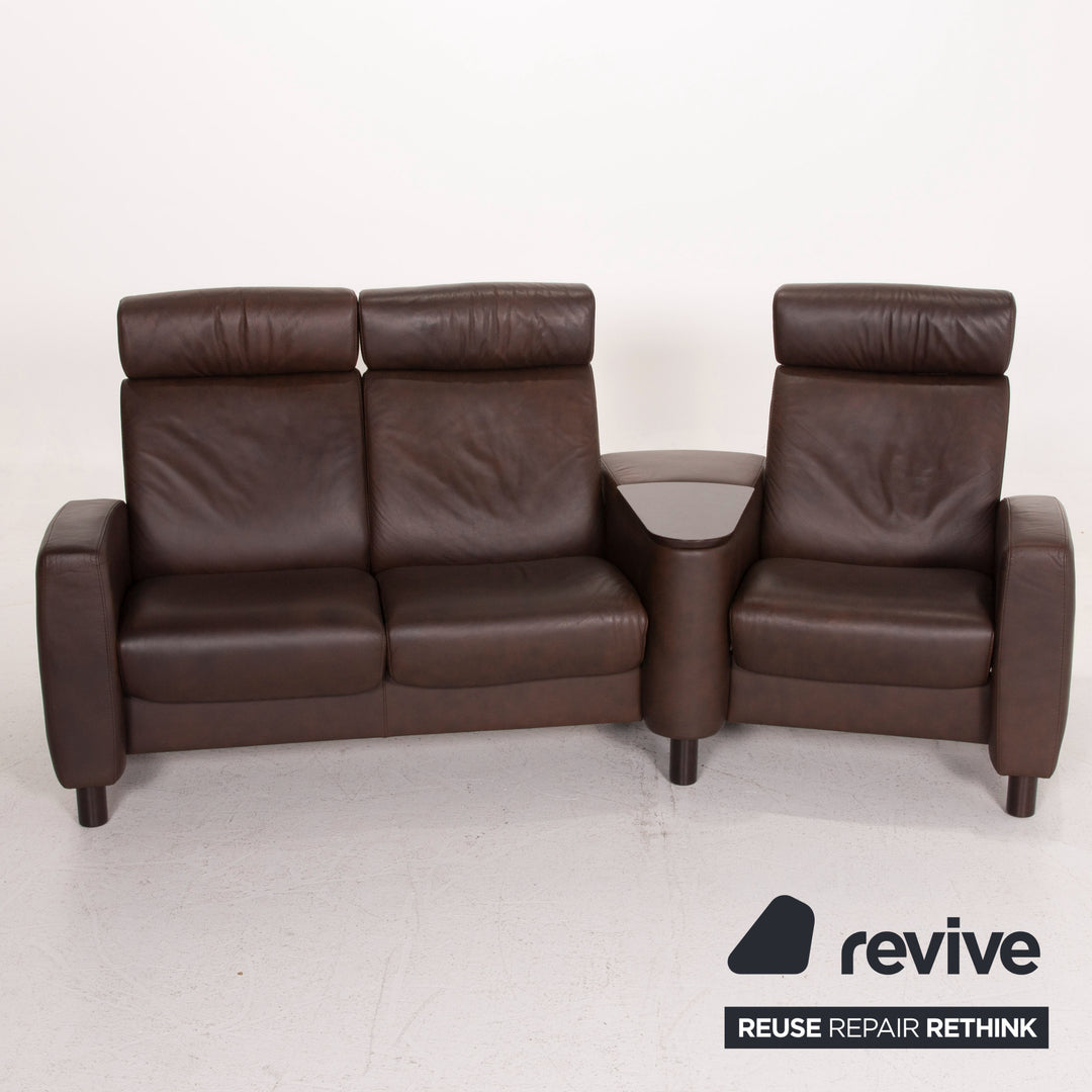 Stressless Arion Leder Sofa Dunkelbraun Dreisitzer Heimkino