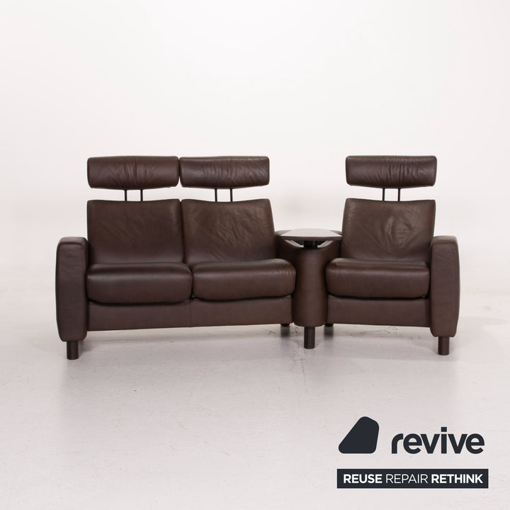 Stressless Arion Leder Sofa Dunkelbraun Dreisitzer Heimkino