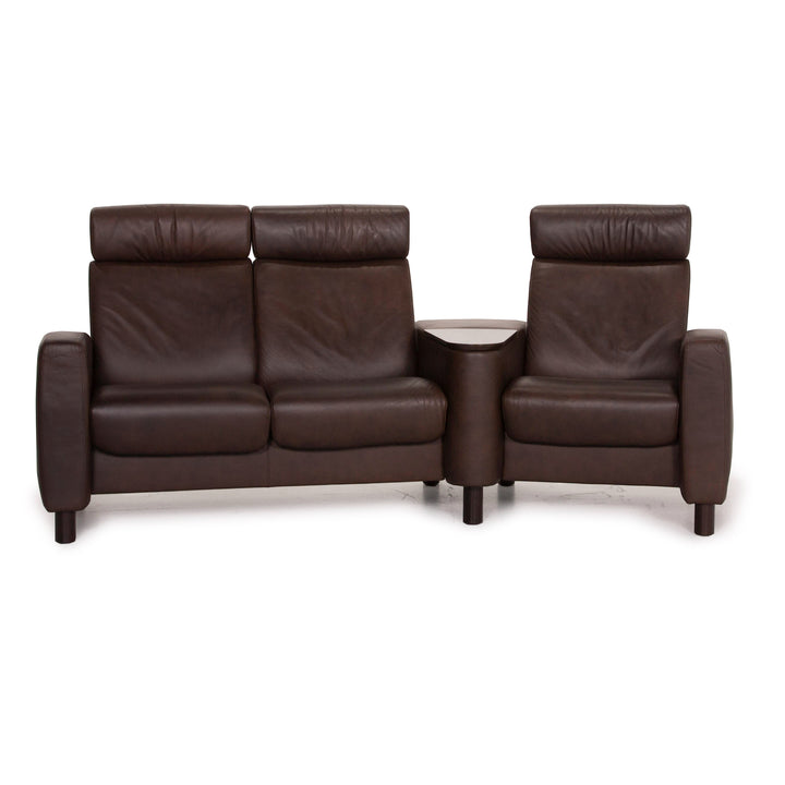 Stressless Arion Leder Sofa Dunkelbraun Dreisitzer Heimkino