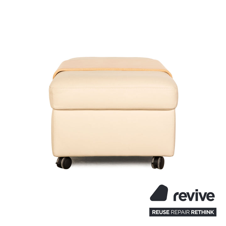 Stressless Arion Leder Sofa Garnitur Creme manuelle Funktion Relaxfunktion Viersitzer Hocker Couch