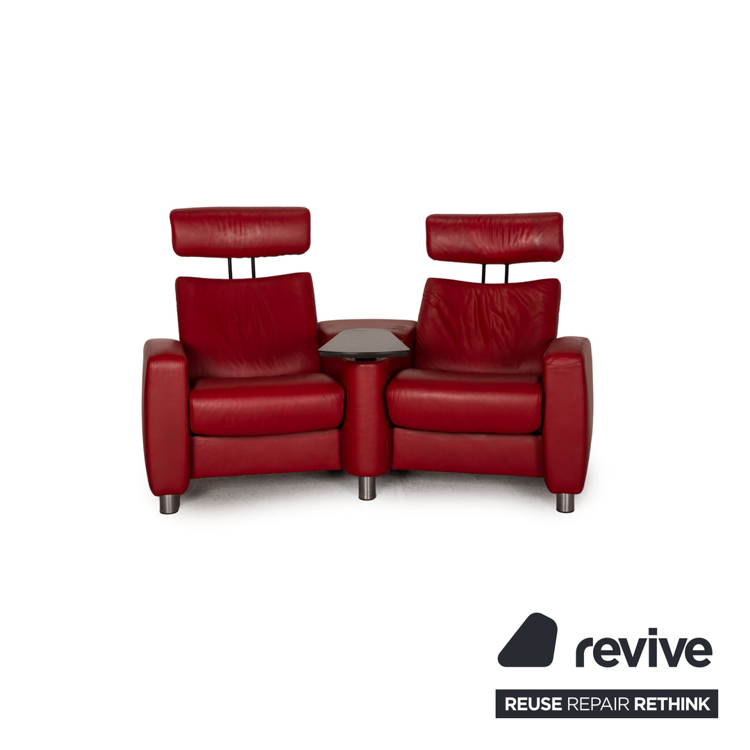 Stressless Arion Leder Sofa Garnitur Rot Zweisitzer Sessel Funktion