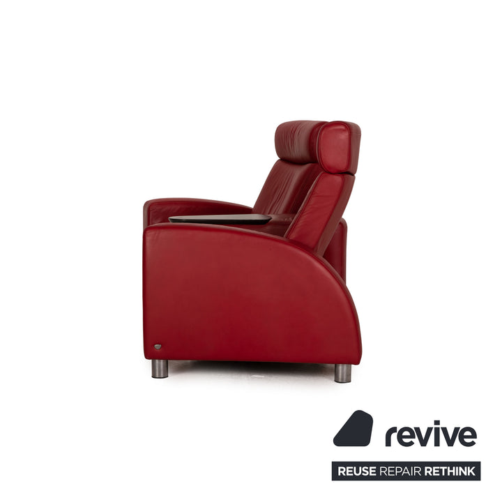 Stressless Arion Leather Sofa Set Red Two Seater Feature Armchair