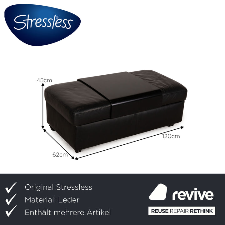 Stressless Arion Leather Sofa Set Black Four Seater PoufCouch Function