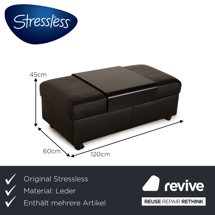 Stressless Arion Leder Sofa Garnitur Schwarz Zweisitzer Hocker manuelle Funktion Sofa Couch