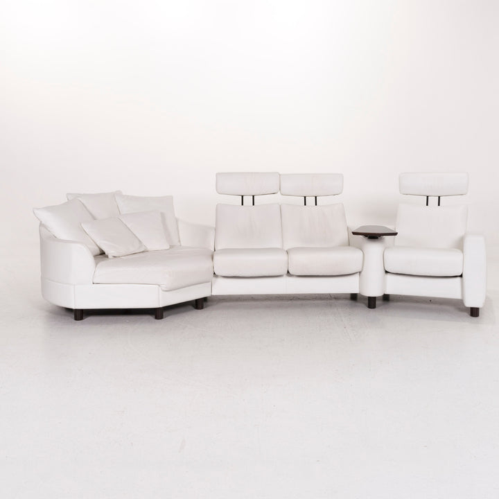Stressless Arion leather sofa set white 1x corner sofa 1x stool #12461