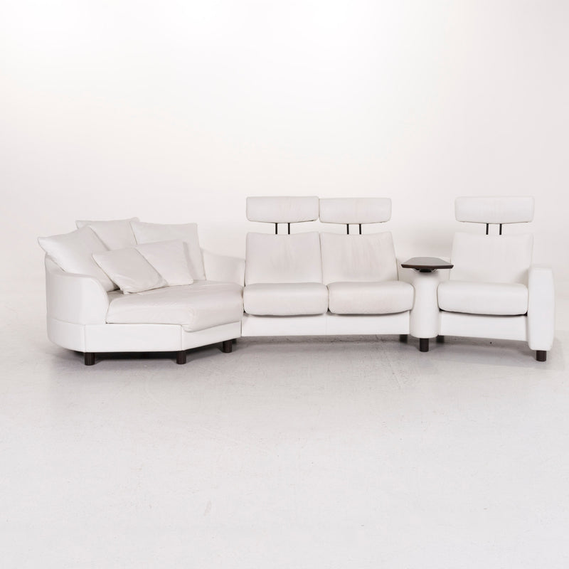 Stressless Arion Leder Sofa Garnitur Weiß 1x Ecksofa 1x Hocker 