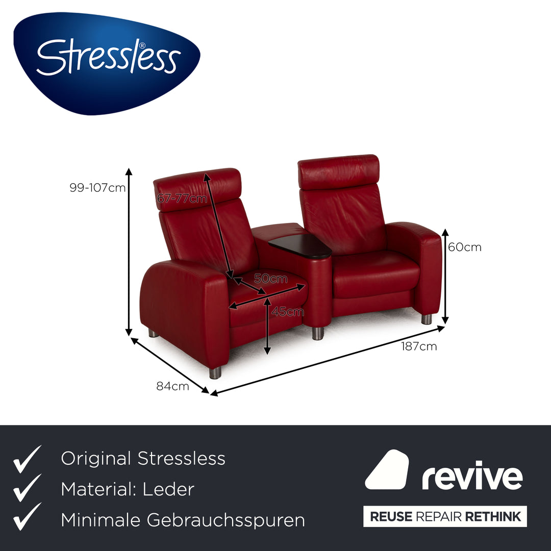 Stressless Arion Leder Sofa Rot Zweisitzer Couch Funktion