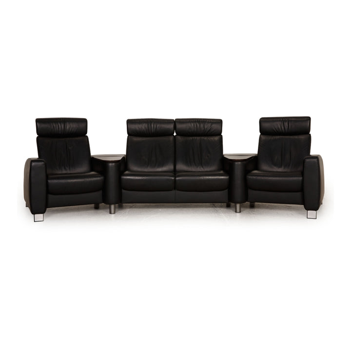 Stressless Arion Leather Sofa Black Four seater function couch