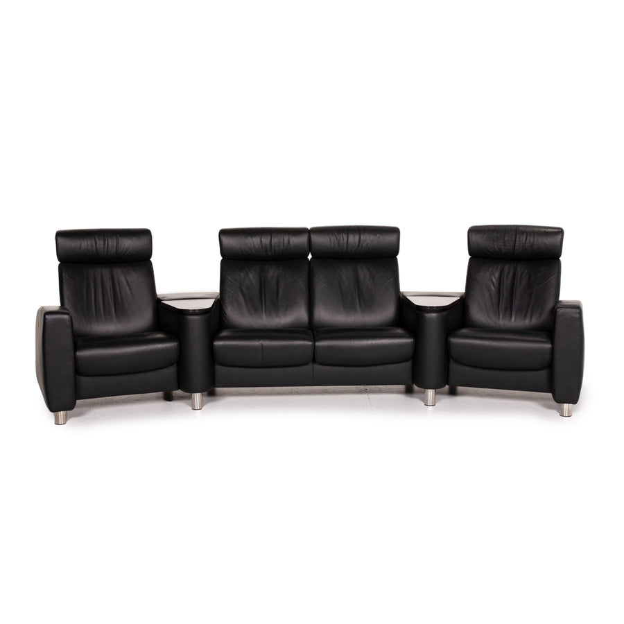Stressless Arion Leather Sofa Black Four Seater Feature Storage Feature #14305