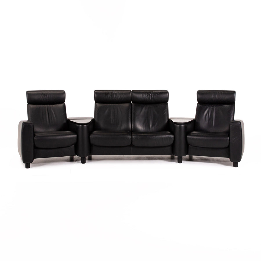 Stressless Arion Leder Sofa Schwarz Viersitzer Heimkino Funktion Couch #13846