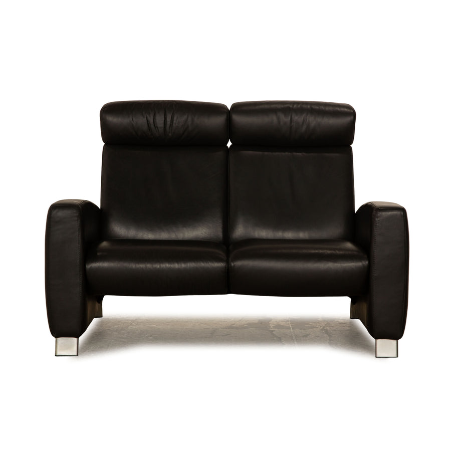 Stressless Arion Leather Sofa Black Two Seater Couch Manual Function
