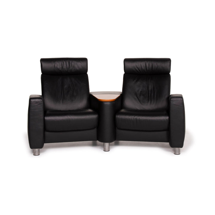 Stressless Arion Leather Sofa Black Two Seater Home Theater Function Couch #15363