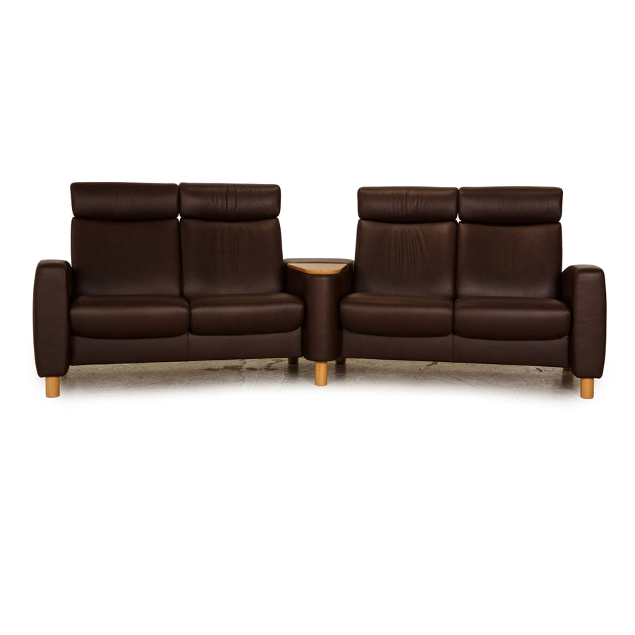 Stressless Arion leather four seater brown sofa couch manual function