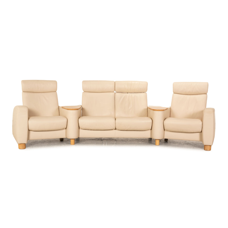 Stressless Arion leather four-seater cream manual function relaxation function sofa couch