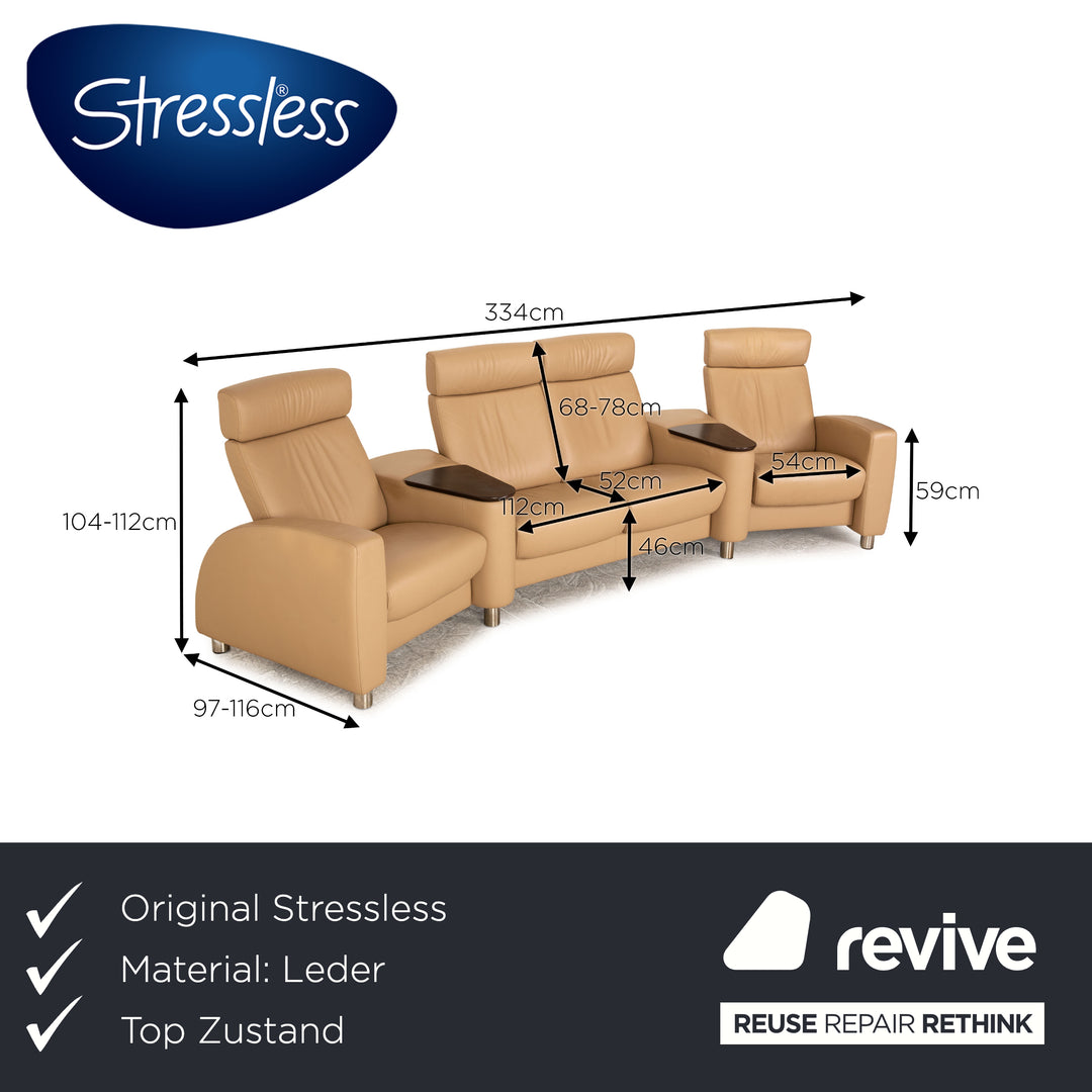 Stressless Arion leather four seater cream manual recliner function