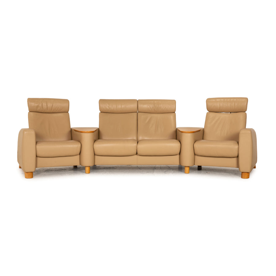 Stressless Arion Leather Four Seater Cream Sofa Couch Function