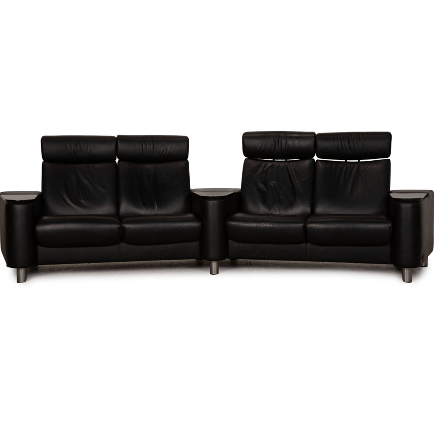 Stressless Arion Leather Four Seater Black Sofa Couch Feature
