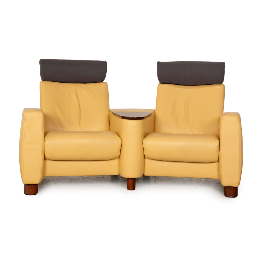 Stressless Arion Leder Zweisitzer Creme Gelb Sofa Couch manuelle Funktion