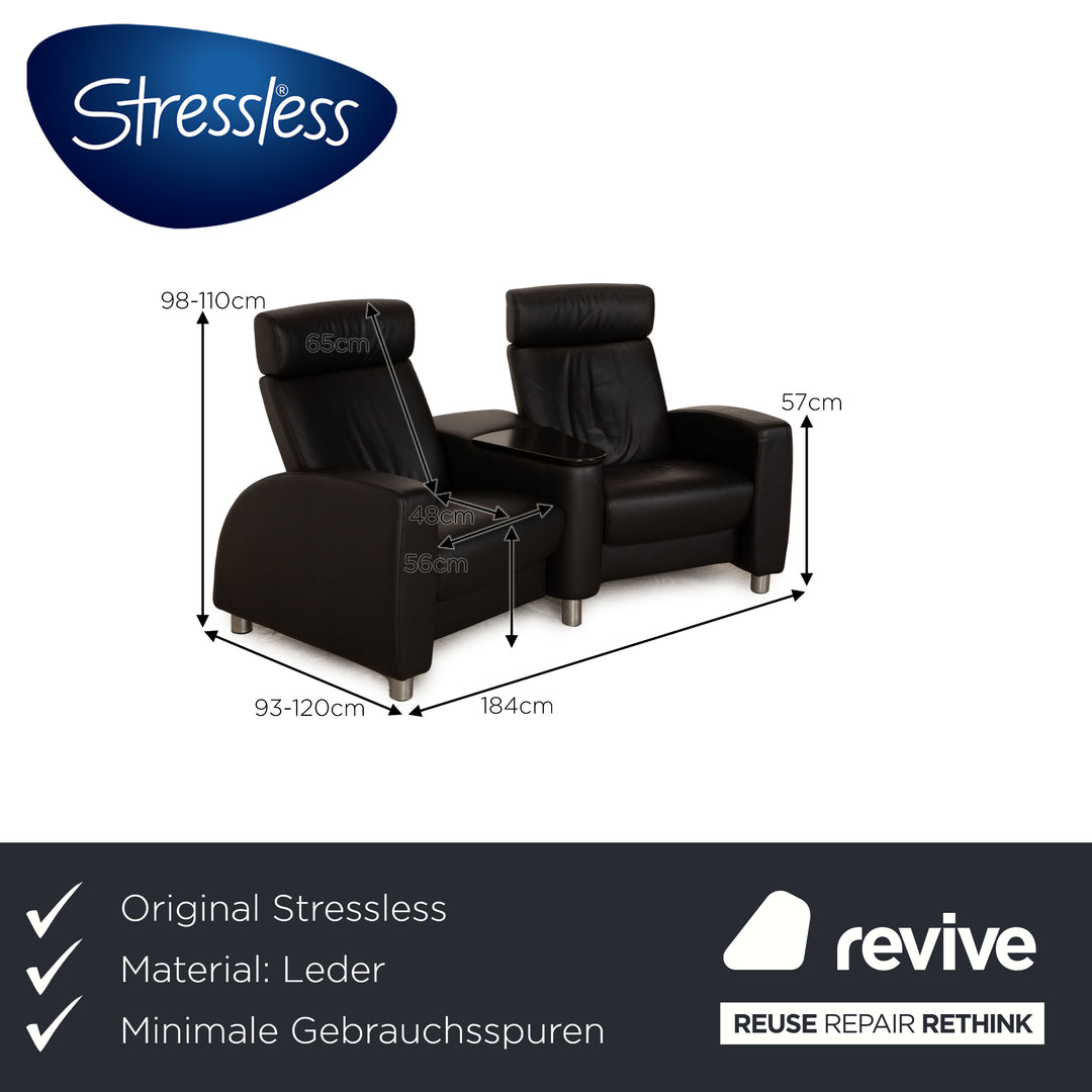 Stressless Arion Leder Zweisitzer Schwarz manuelle Funktion Sofa Couch