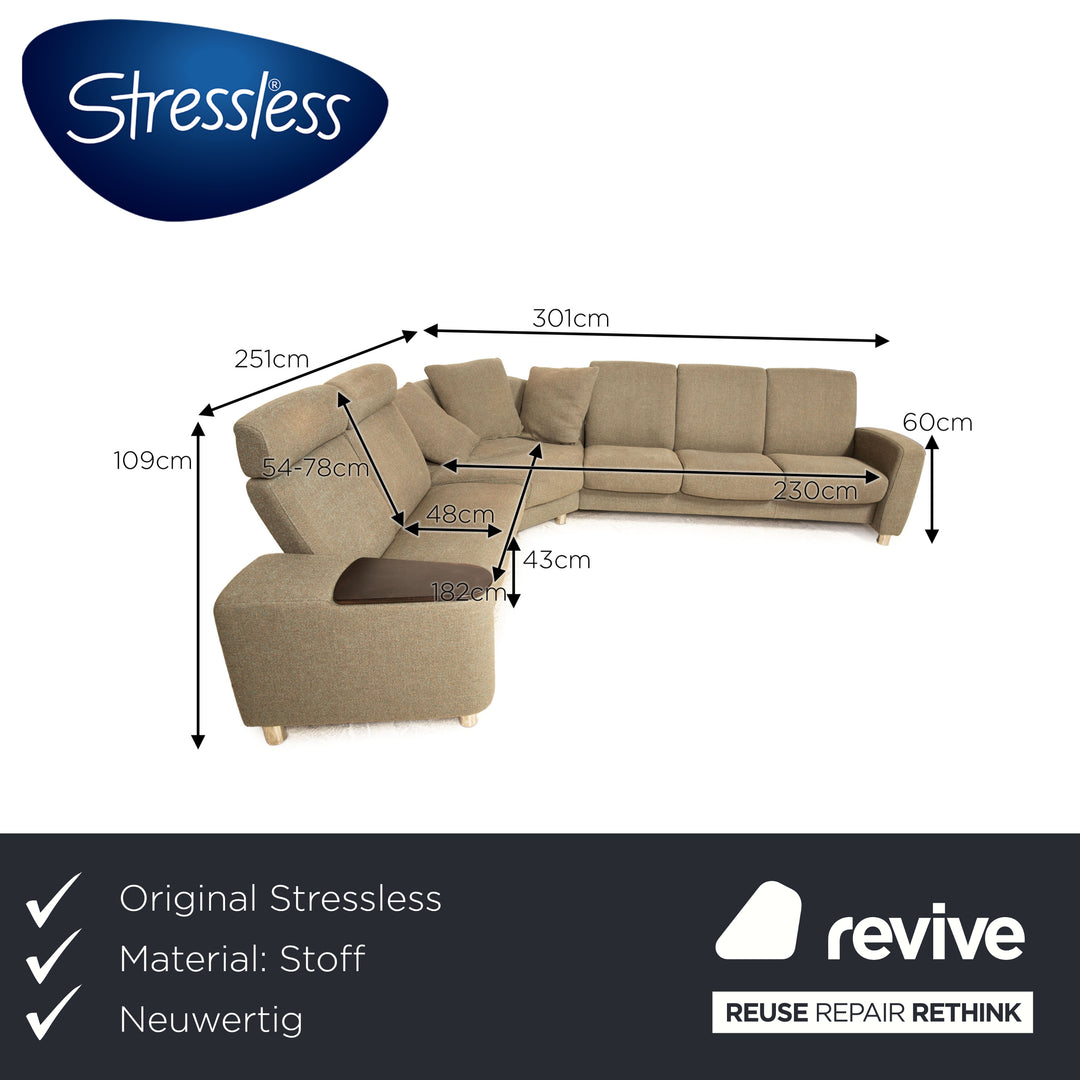 Stressless Arion Stoff Ecksofa Grau Sofa Couch Funktion Recamiere links