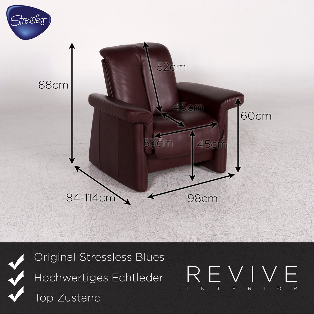 Stressless Blues Leder Sessel inkl. Hocker Aubergine Relax Funktion #9799