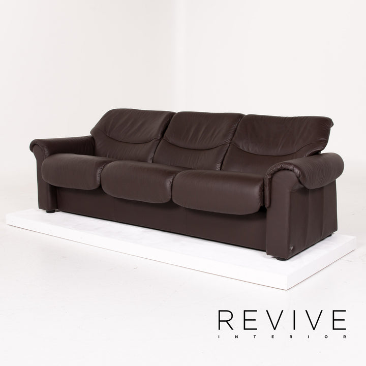 Stressless Braun Leder Sofa Dreisitzer #13961