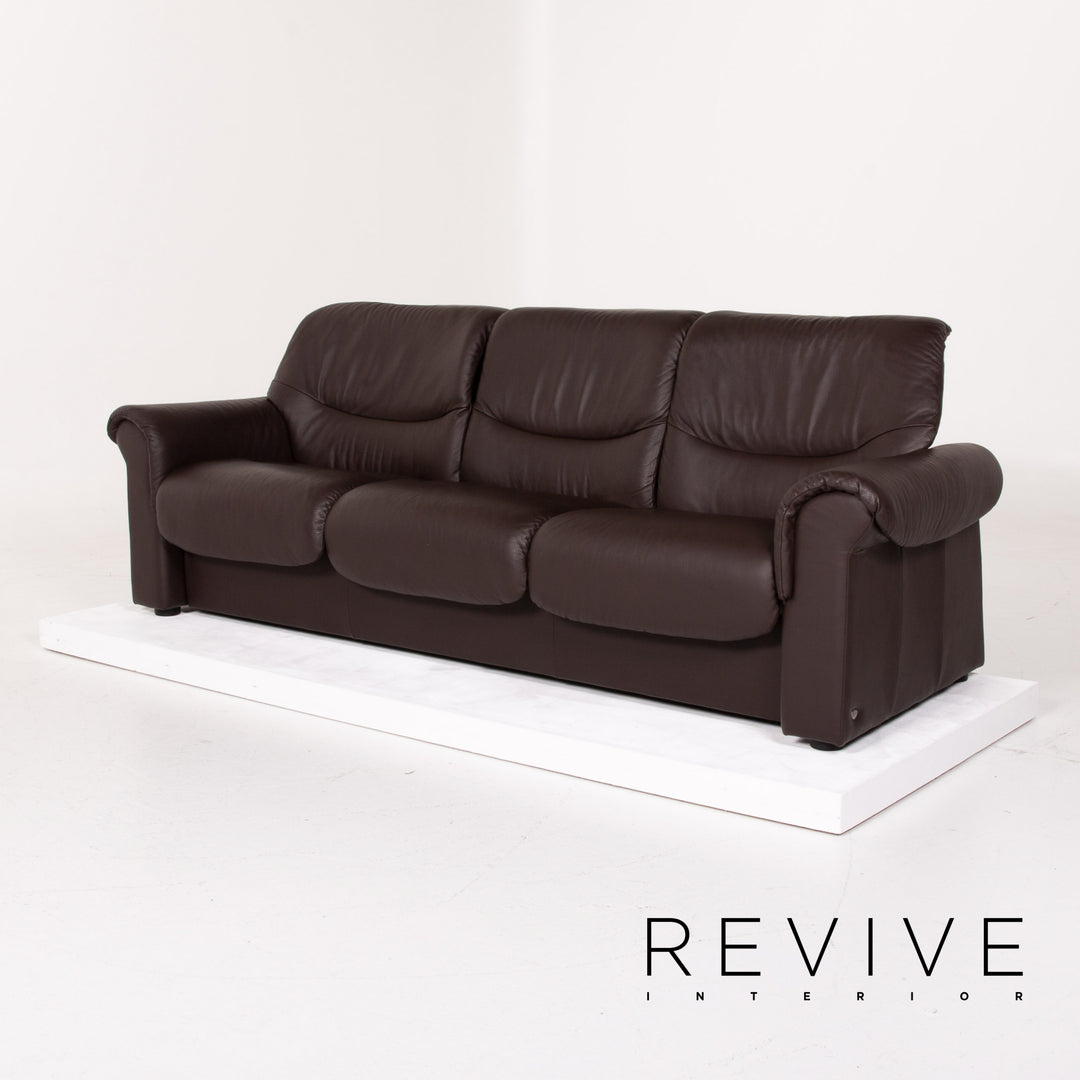 Stressless Braun Leder Sofa Dreisitzer #13961