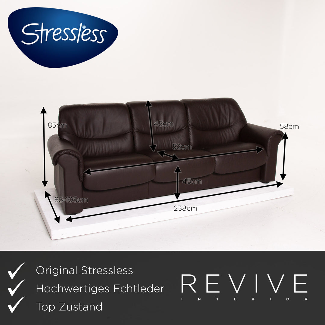 Stressless Braun Leder Sofa Dreisitzer #13961