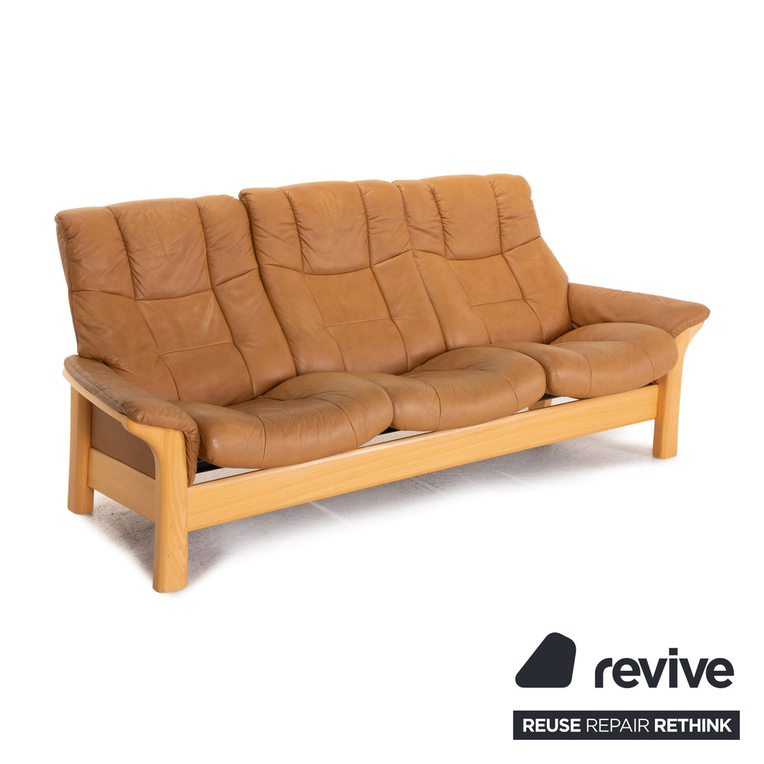 Stressless Buckingham Leder Holz Sofa Dreisitzer Funktion Couch